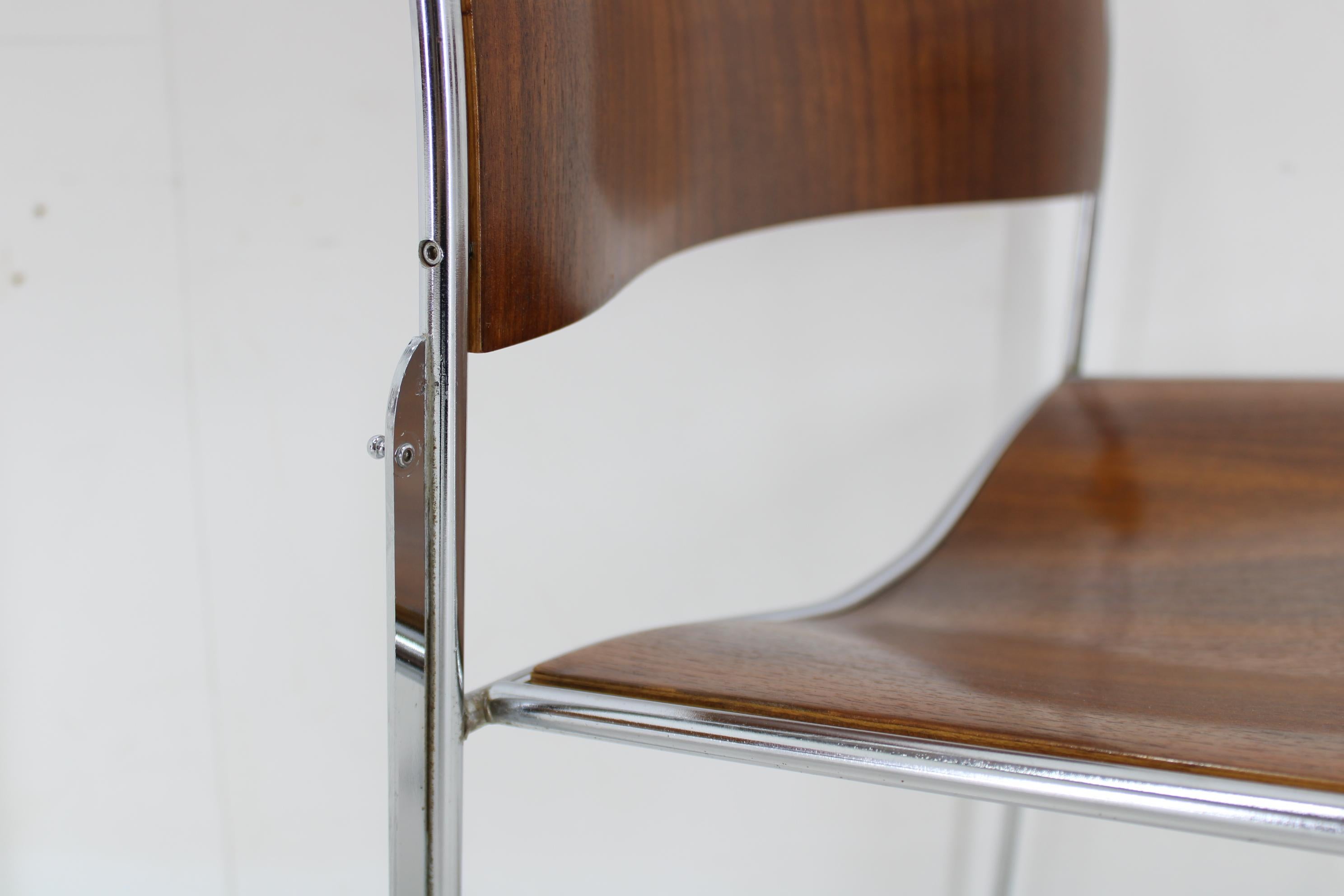 1990s D. Rowland Set Of Five Restored Stackable Dining Chairs for GF 7