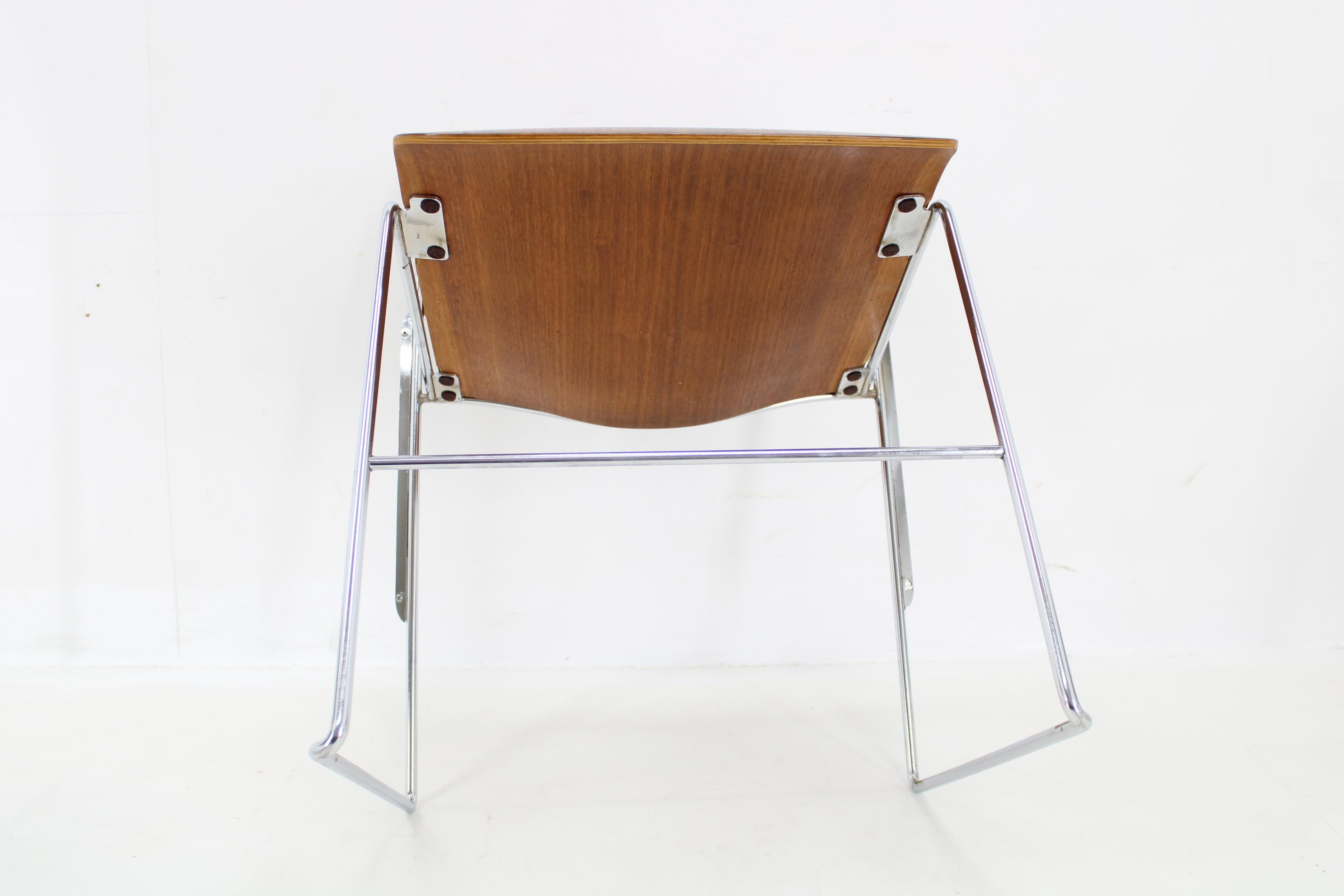 1990s D. Rowland Set Of Five Restored Stackable Dining Chairs for GF 9