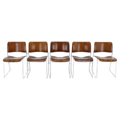 1990s D. Rowland Set Of Five Restored Stackable Dining Chairs for GF