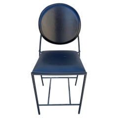 1990s Dakota Jackson Memphis style "Vik-Ter" Black Leather Barstool