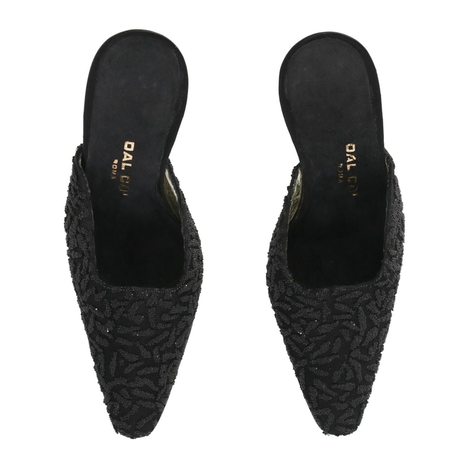 1990s Dal Cò Pointed Mules With Black Beads 2