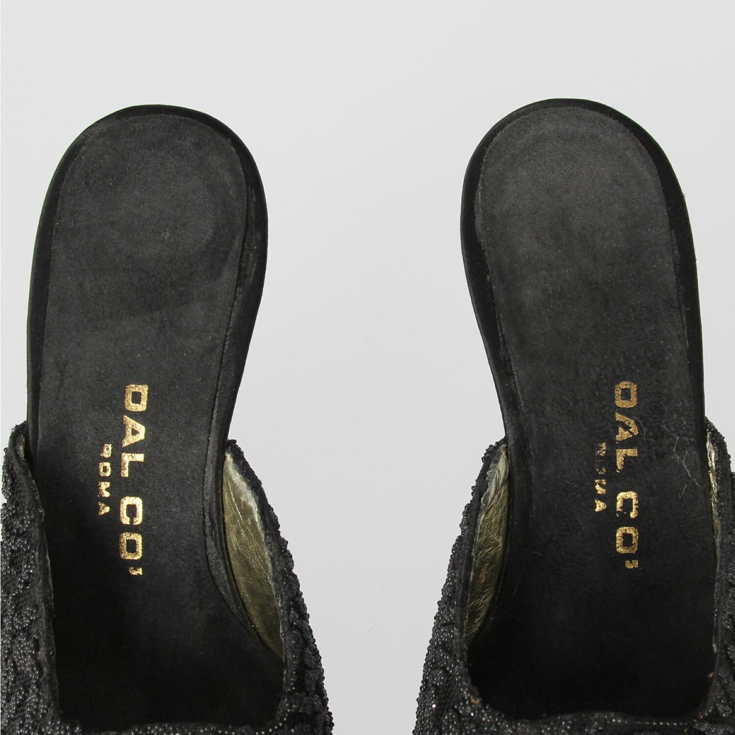 1990s Dal Cò Pointed Mules With Black Beads 5