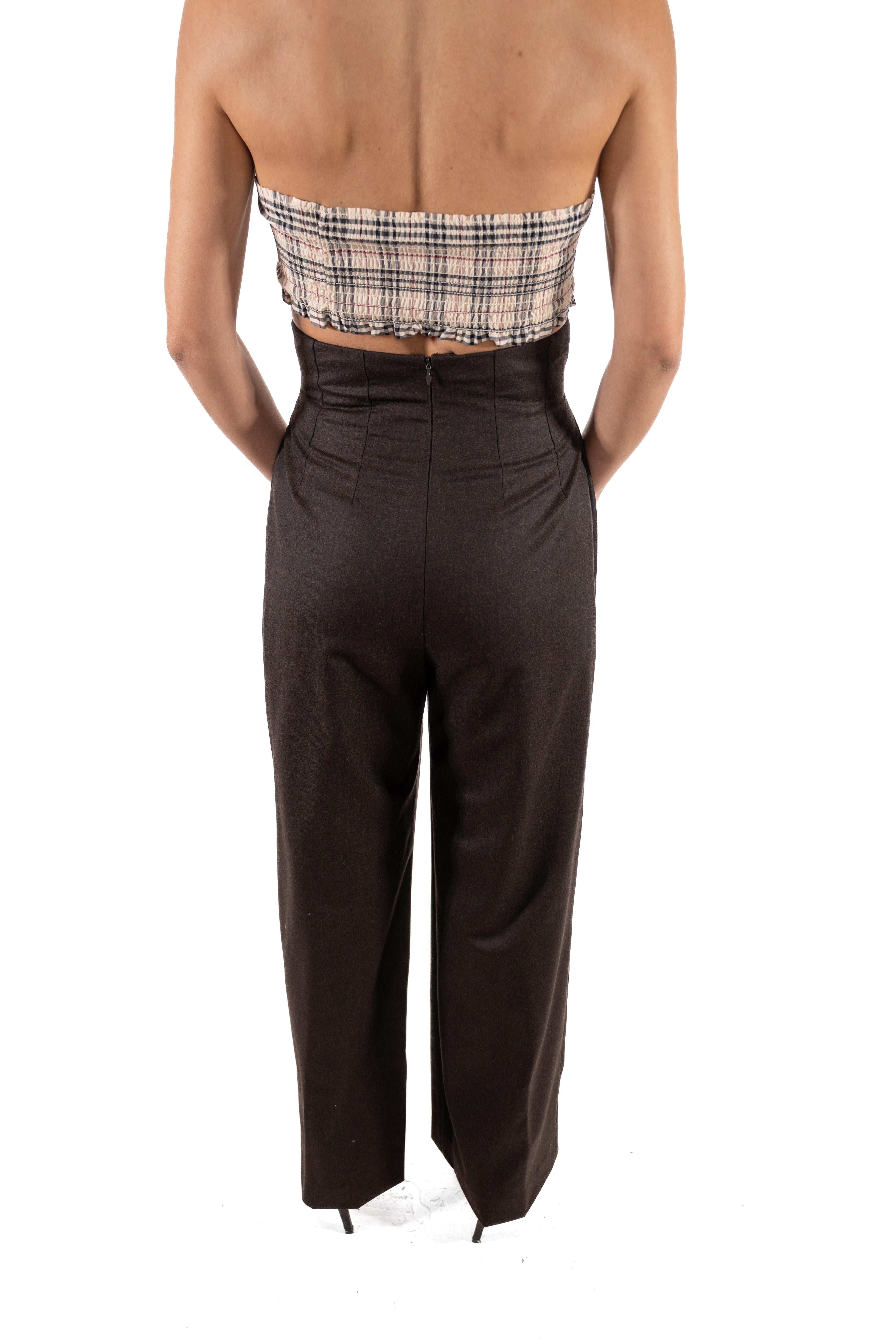 1990S Marrone Cioccolato Scuro Custom Made in Lana e Cachemire completamente in seta Charmeuse L in vendita 2
