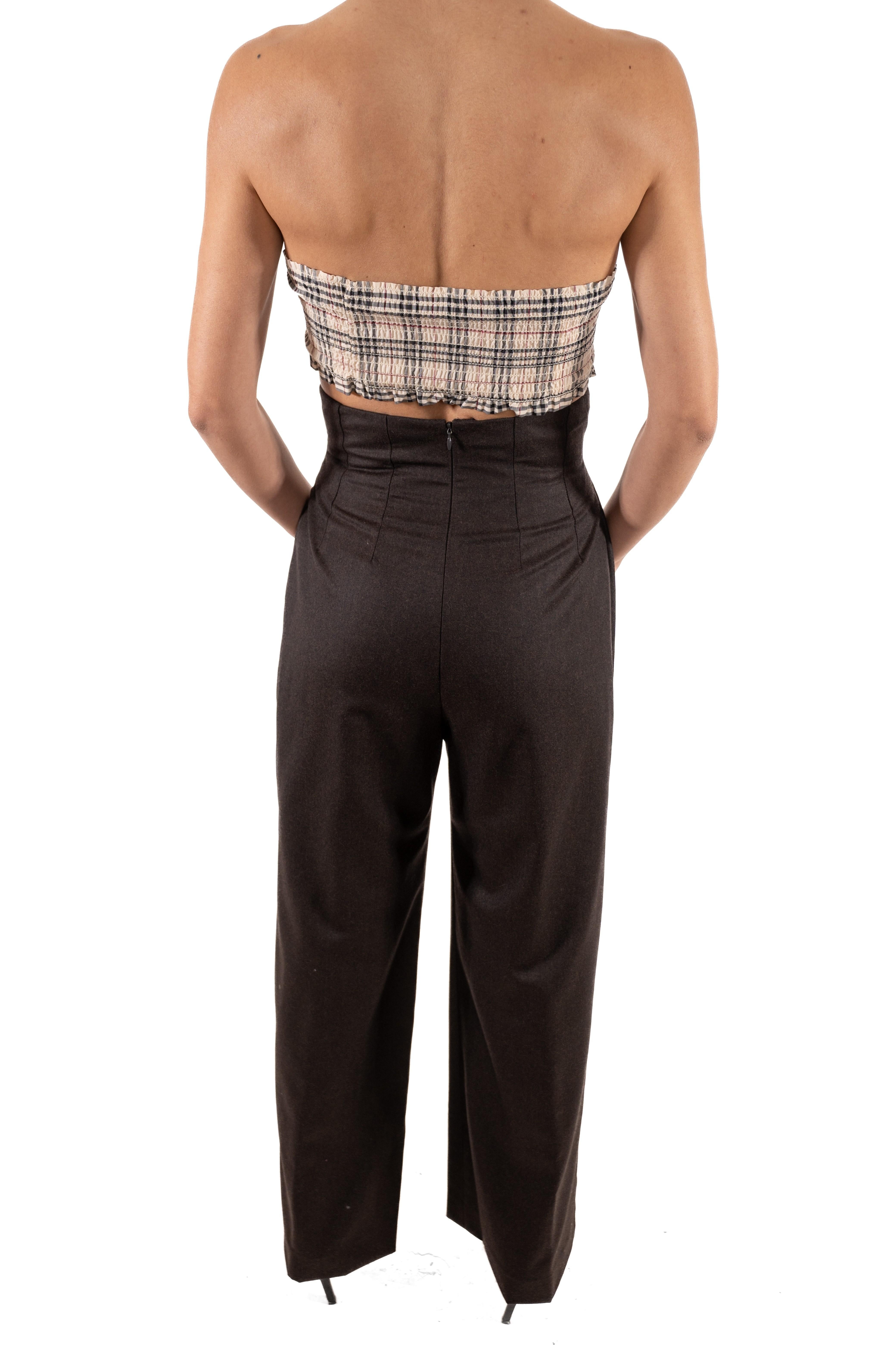 1990S Marrone Cioccolato Scuro Custom Made in Lana e Cachemire completamente in seta Charmeuse L in vendita 3