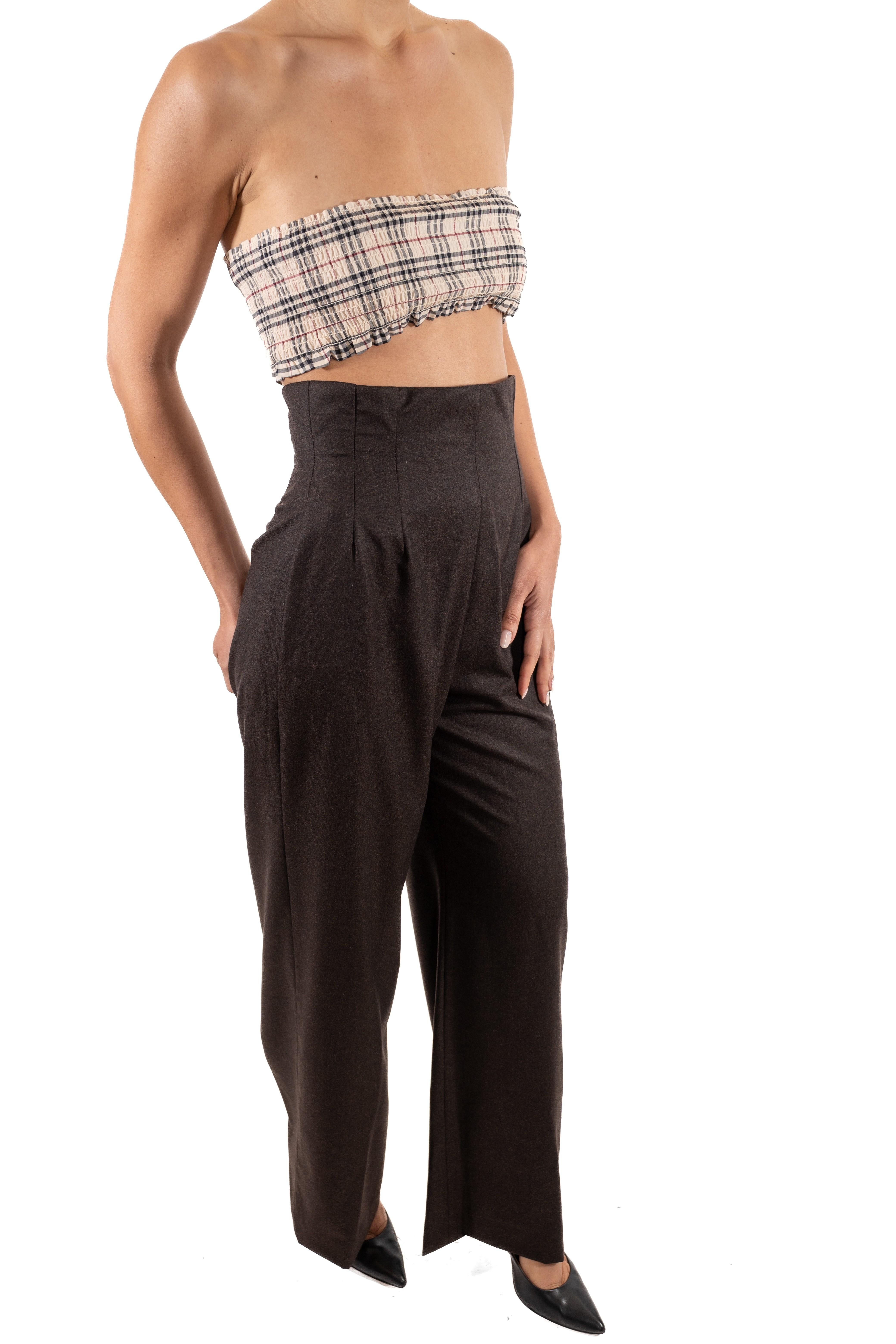 1990S Marrone Cioccolato Scuro Custom Made in Lana e Cachemire completamente in seta Charmeuse L in vendita 4
