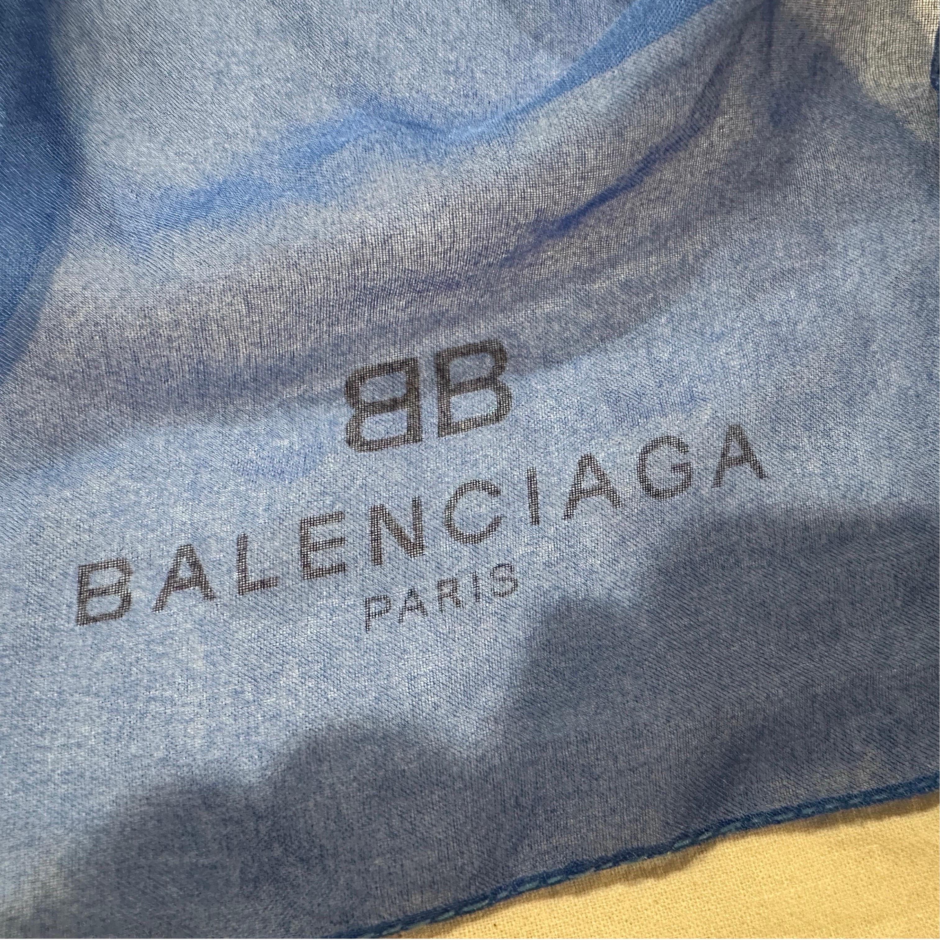 Sciarpa lunga anni '90 blu scuro e blu reale di Balenciaga Paris in vendita 9