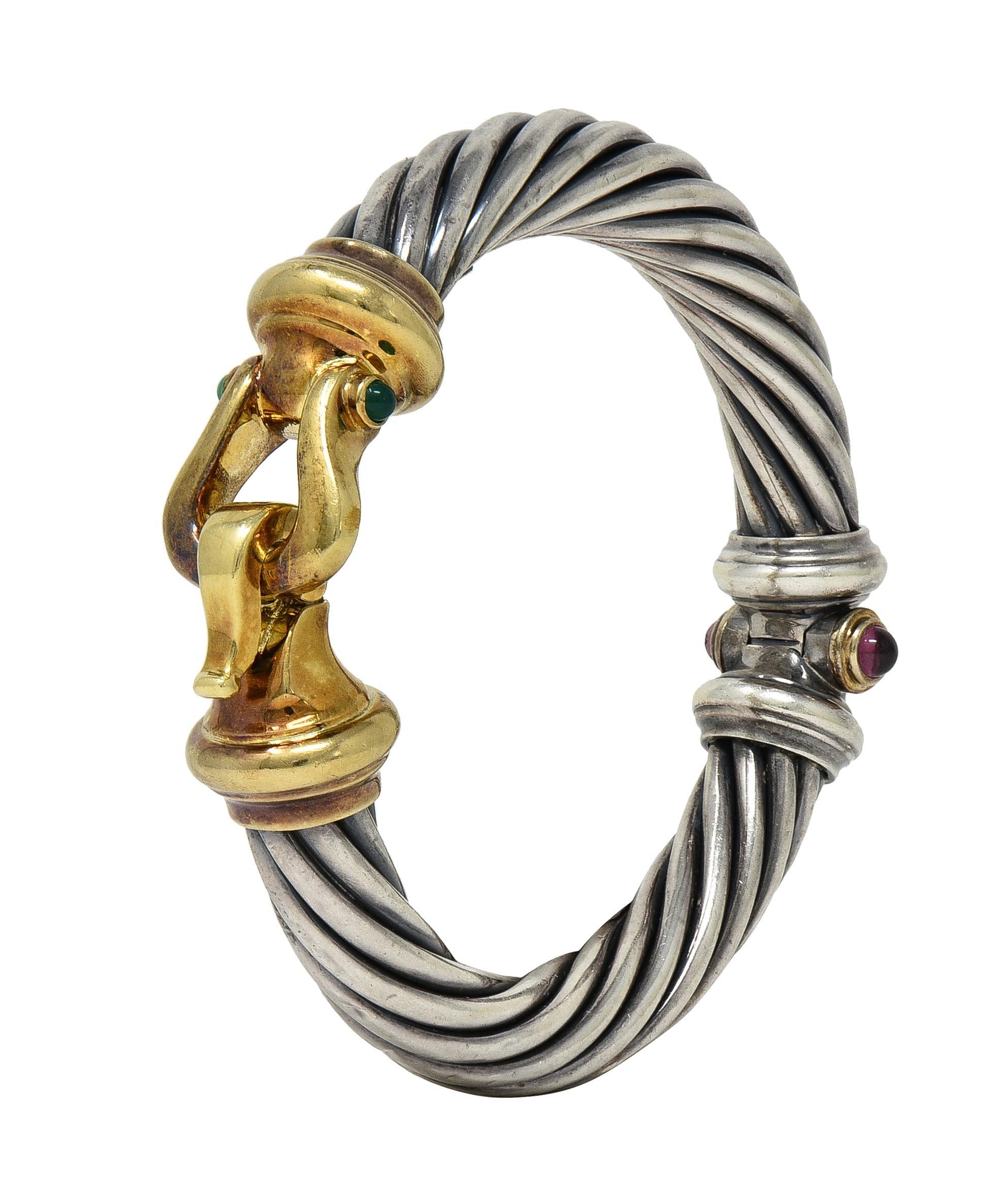 Moderno David Yurman 1990, bracciale classico vintage con cavo in oro 14 carati e argento in vendita