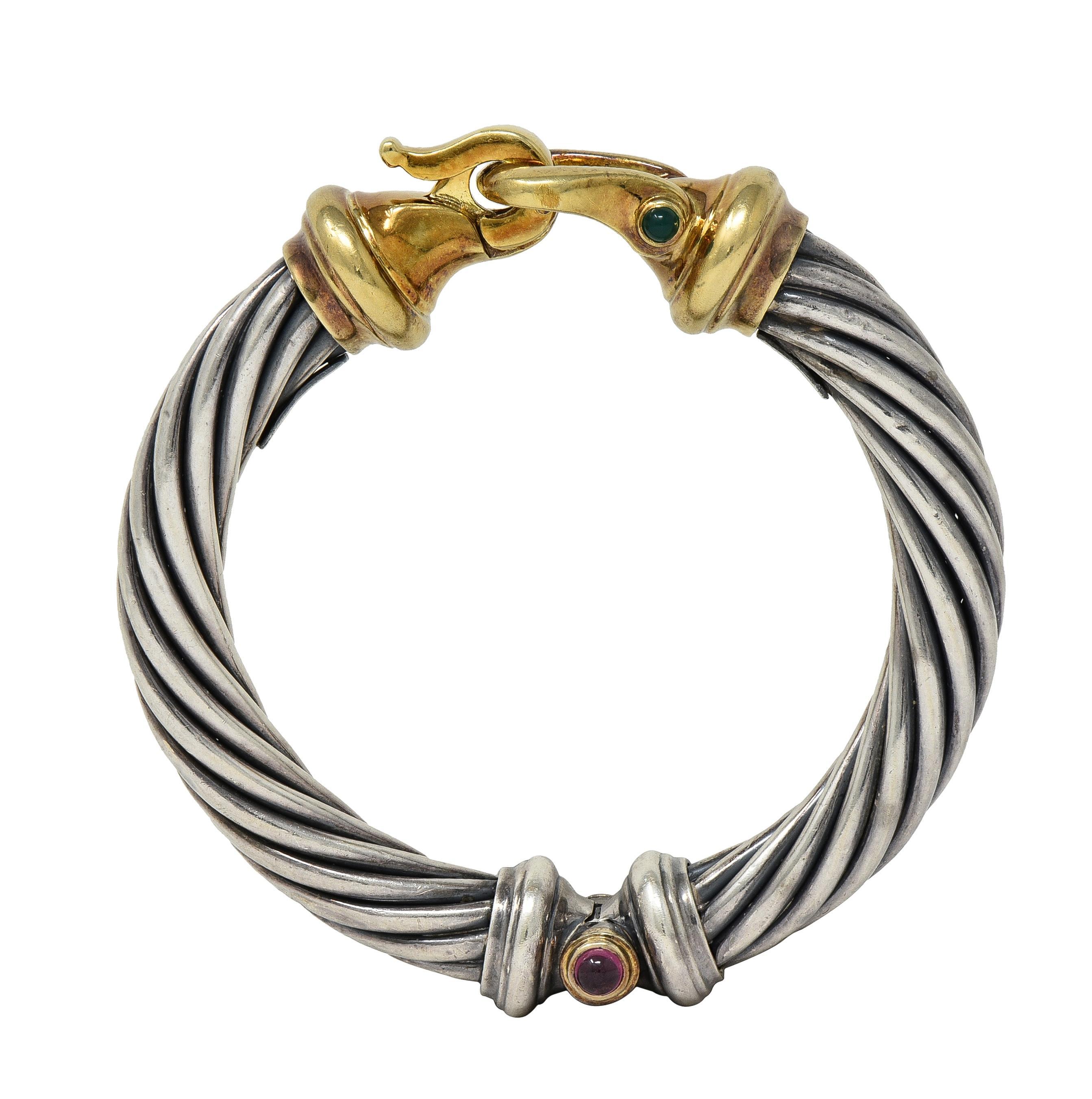 David Yurman 1990, bracciale classico vintage con cavo in oro 14 carati e argento in vendita 2