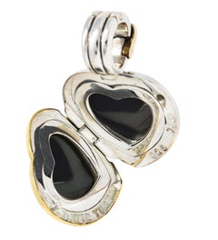 1990's David Yurman 18 Karat Gold Sterling Silver Classic Cable Heart Locket