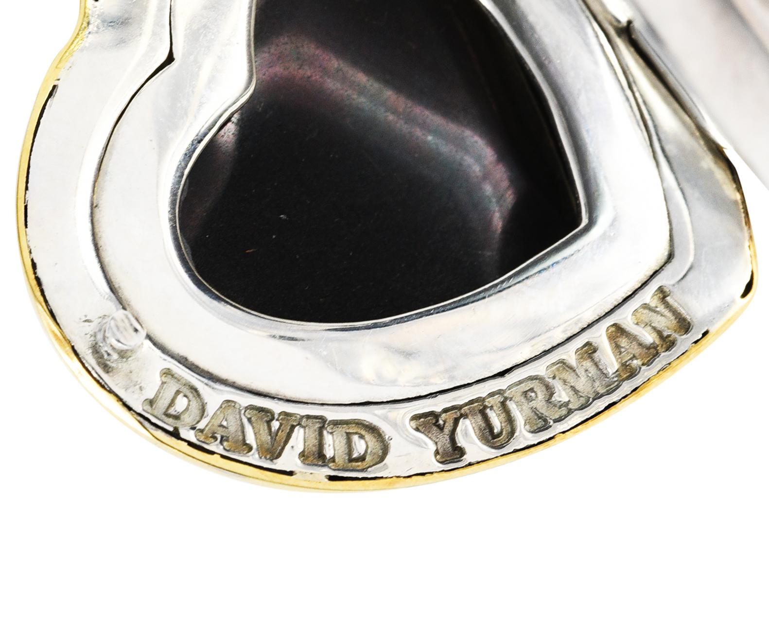 Women's or Men's 1990's David Yurman 18 Karat Gold Sterling Silver Classic Cable Heart Locket 