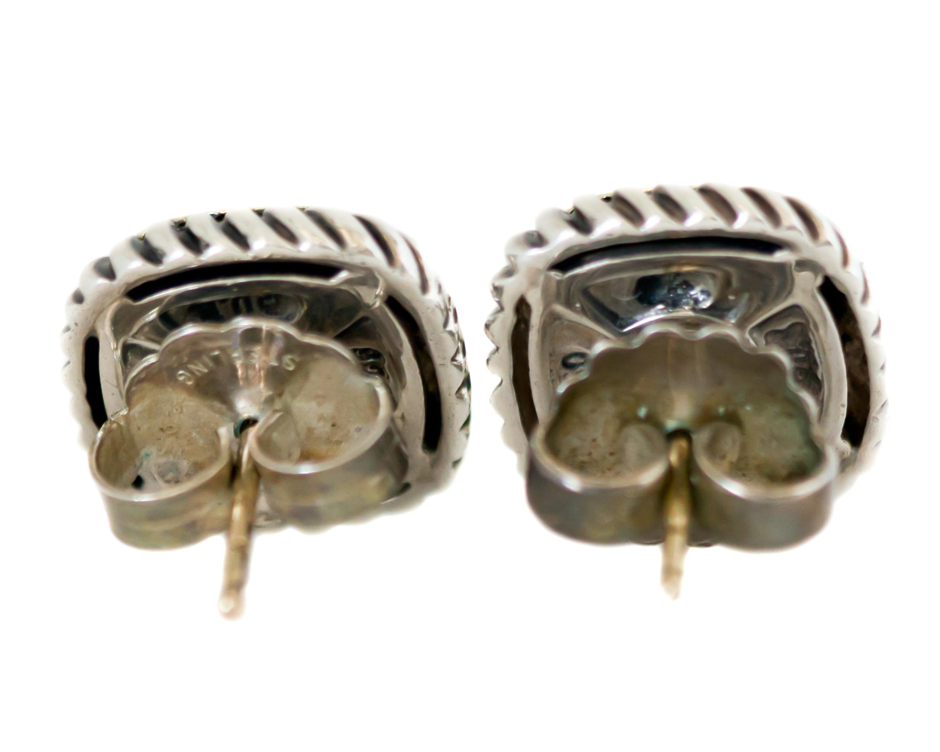 Contemporary 1990s David Yurman Diamond Cable Stud Earrings