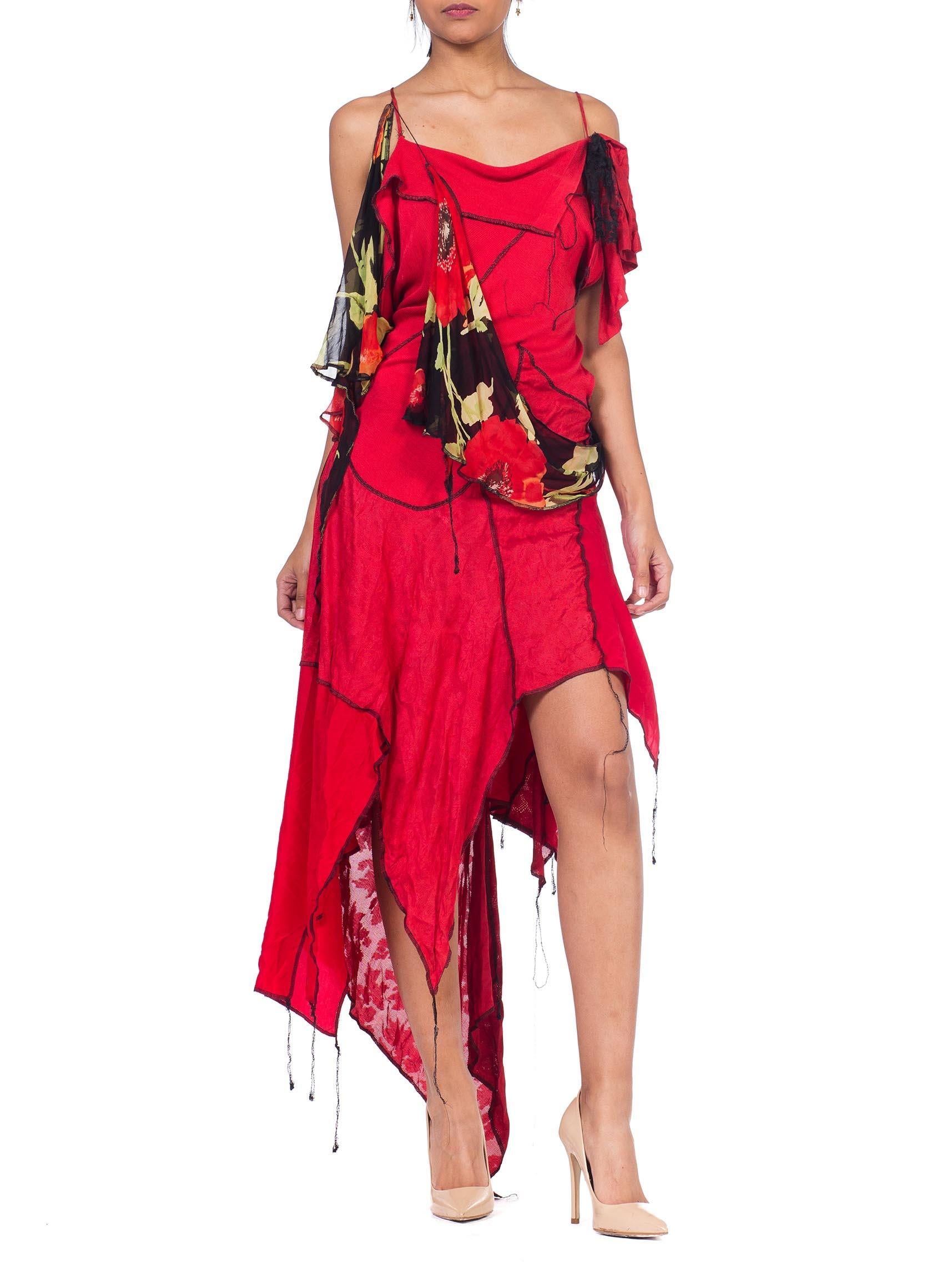 MORPHEW COLLECTION Red 1990S Deconstructed Silk Chiffon & Knit Dress
MORPHEW COLLECTION is made entirely by hand in our NYC Ateliér of rare antique materials sourced from around the globe. Our sustainable vintage materials represent over a century