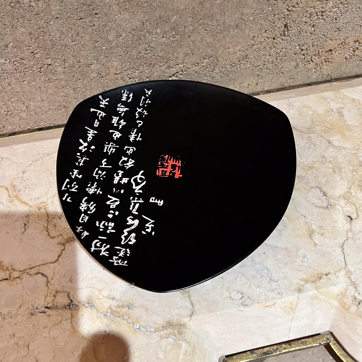 1990s Asian Ceramic Black Triangular Plate For Sale 6