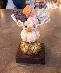1990s Decorative Composition of Minerals and Shells on a Sculptural Base