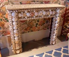 1990s Decorative Fireplace Covered with Seashells – Artistic Coastal Style