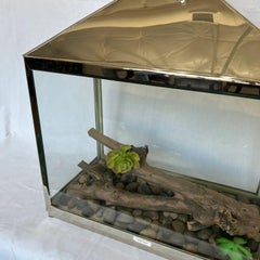 1990s Decorative Metal Terrarium – Vintage Modern Sculptural Display Case