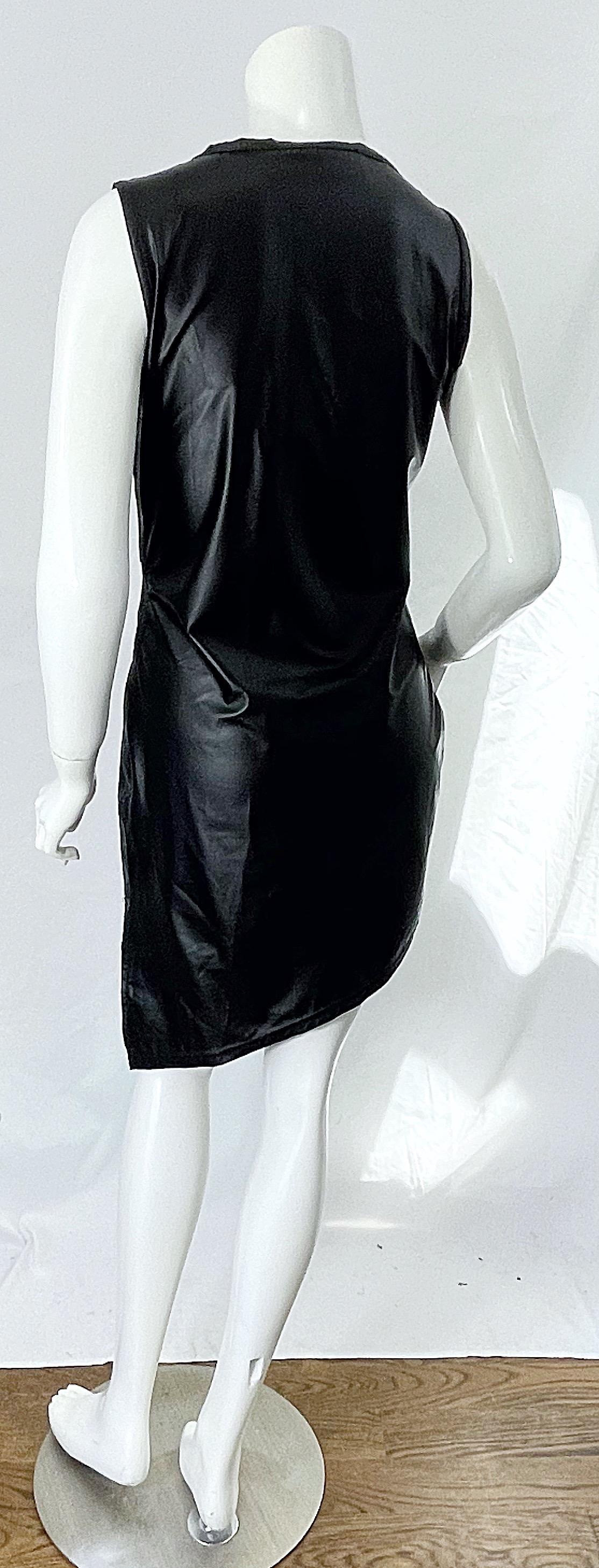 1990s Dexter Wong Club Kid Rave Japanese Black Pleather Vintage 90s Mini Dress For Sale 6