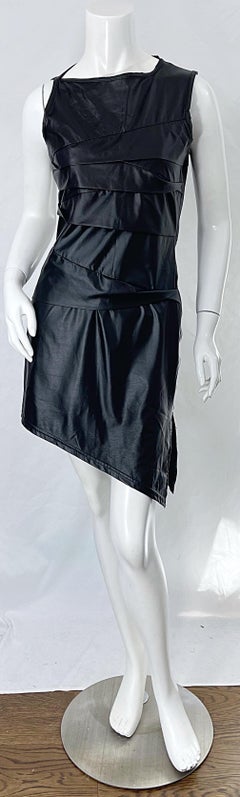 1990s Dexter Wong Club Kid Rave Japanese Black Pleather Vintage 90s Mini Dress