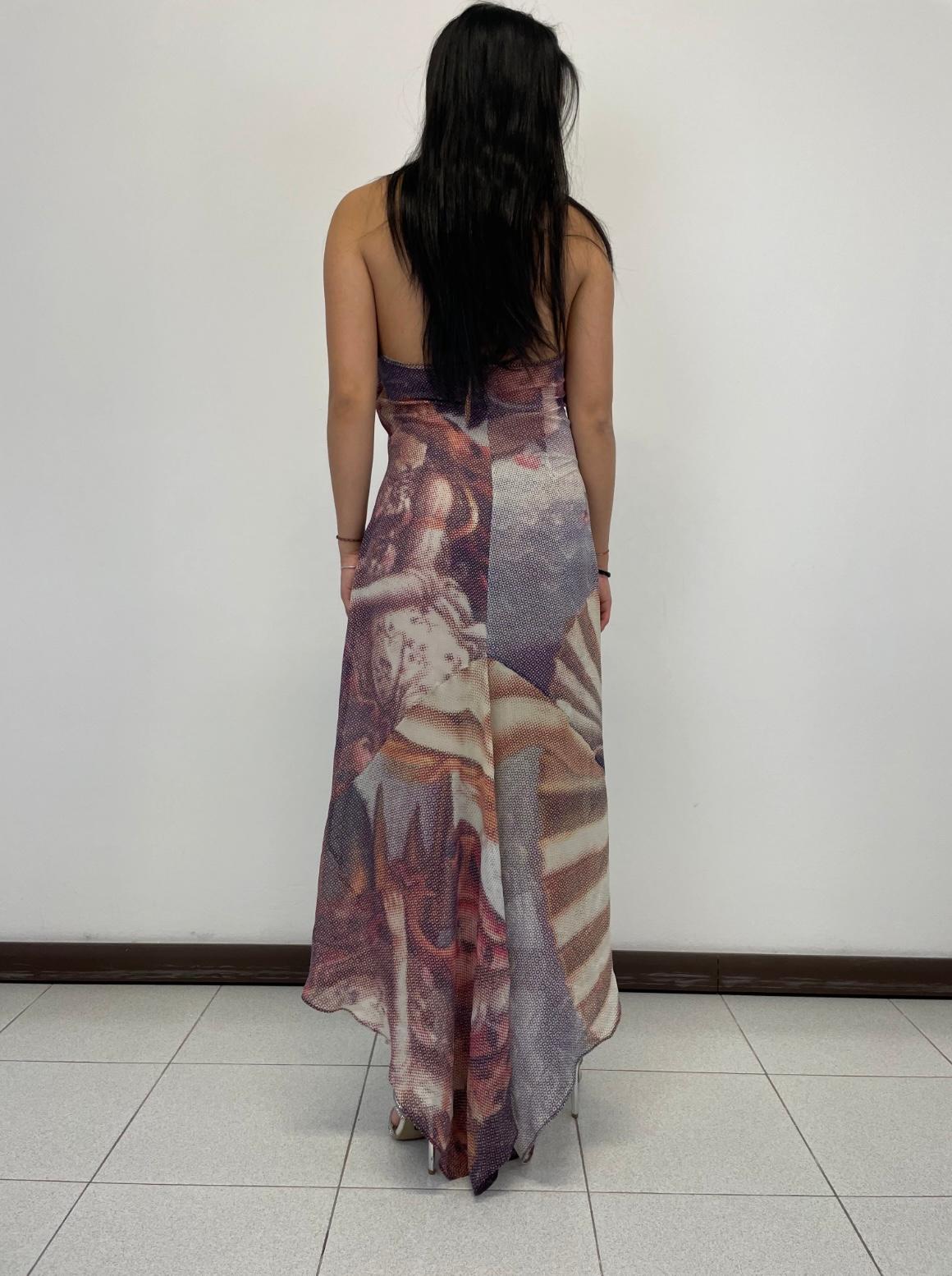 vestido de seda de los años 90 D&G Botticelli, el nacimiento de Venus Brown en venta