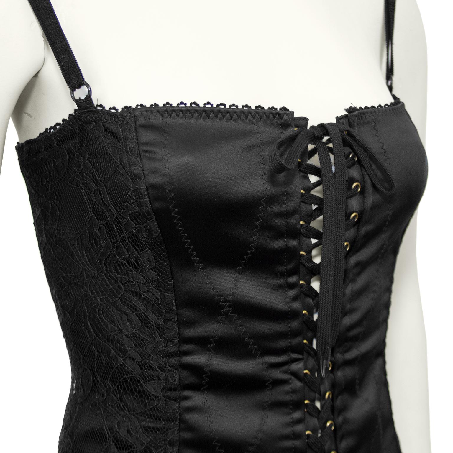 Women's 1990s D&G by Dolce and Gabbana Black Lace Corset For Sale