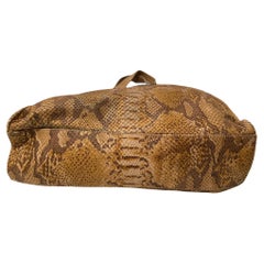 1990s D&G Dolce Gabbana Brown Leather Snake Print Shopper Tote Bag