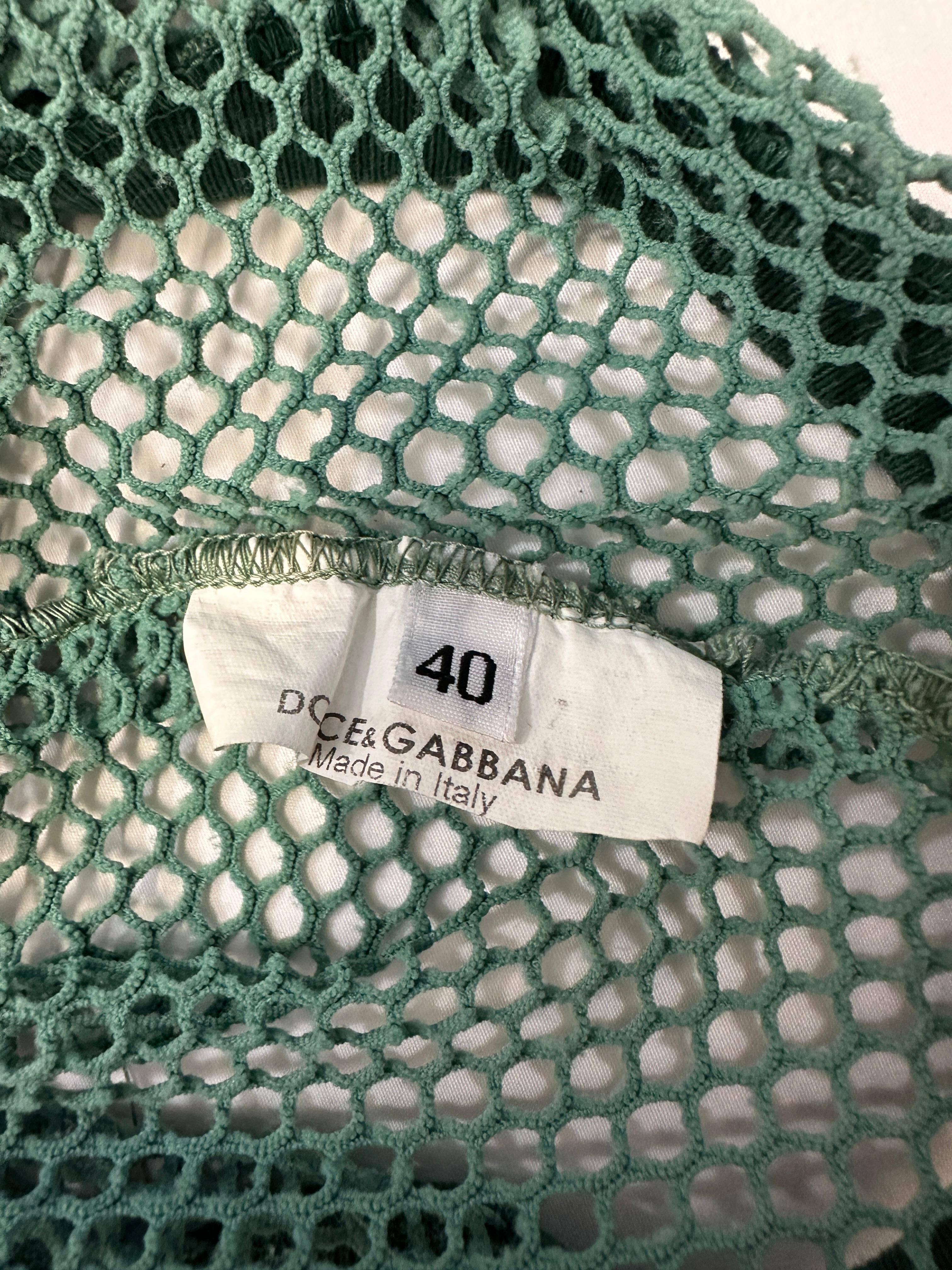Canottiera anni '90 D&G by DOLCE & GABBANA a rete verde In condizioni ottime in vendita a Padova, IT