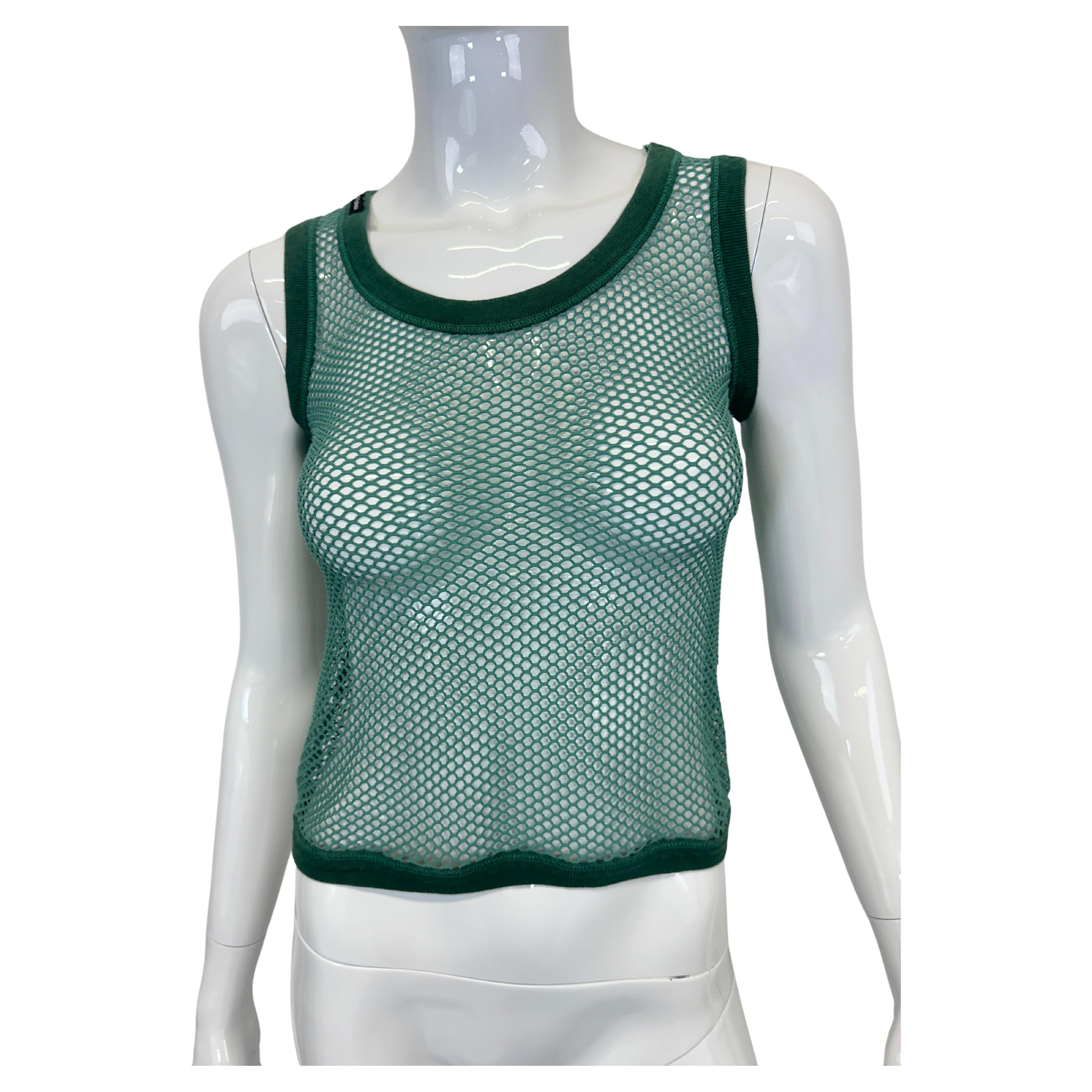 Canottiera anni '90 D&G by DOLCE & GABBANA a rete verde in vendita