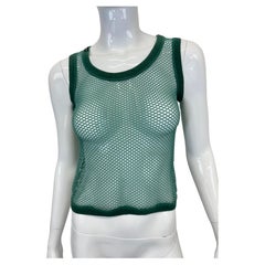 1990s D&G by Dolce & Gabbana green fishnet mesh tank top