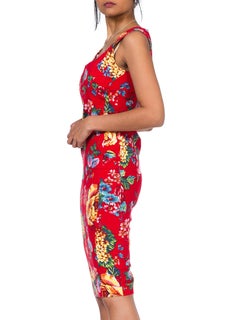 1990s D&G Dolce Floral Stretch Denim Corset Dress