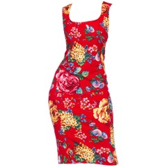 1990s D&G Dolce Floral Stretch Denim Corset Dress