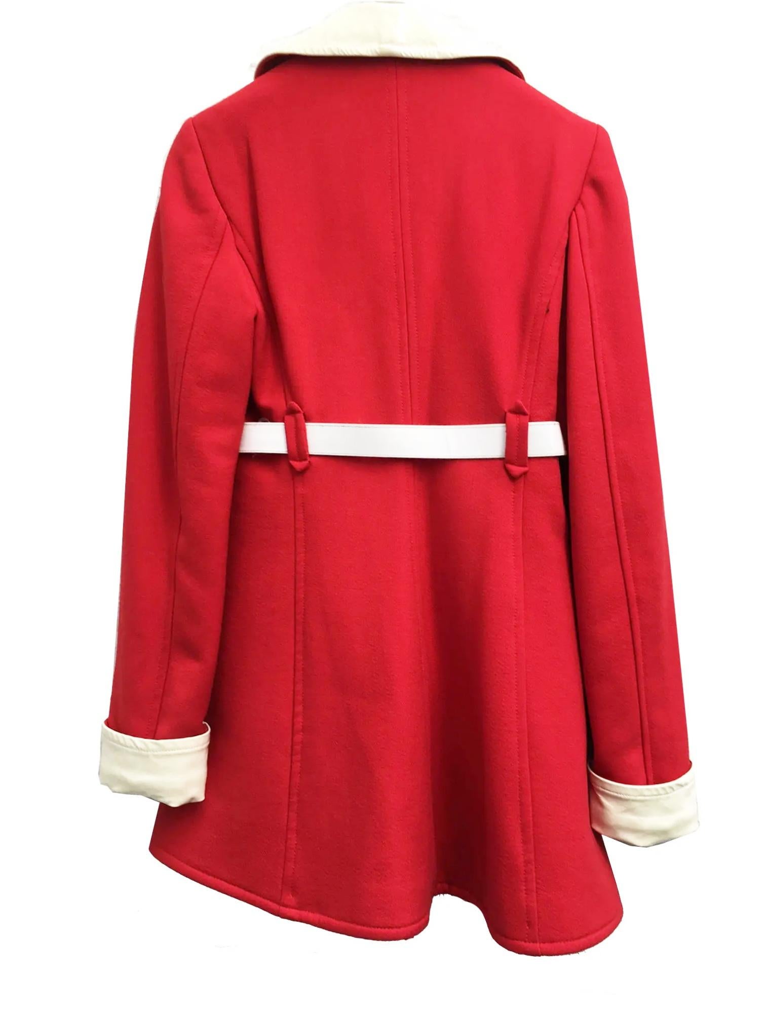  1990s Dolce & Gabbana Runway Red Retro Coat For Sale 1