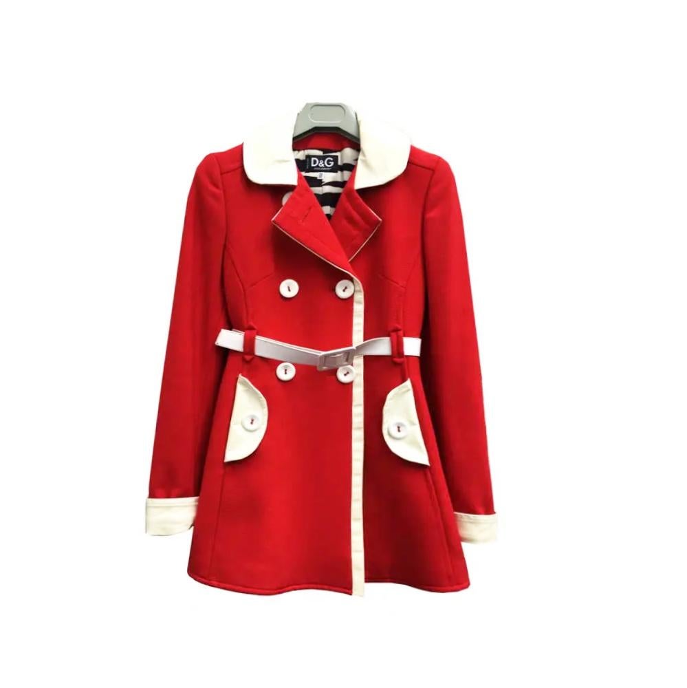  1990s Dolce & Gabbana Runway Red Retro Coat For Sale 2