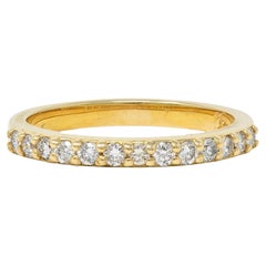 1990
s Diamond 14 Karat Yellow Gold Vintage Stacking Band Ring