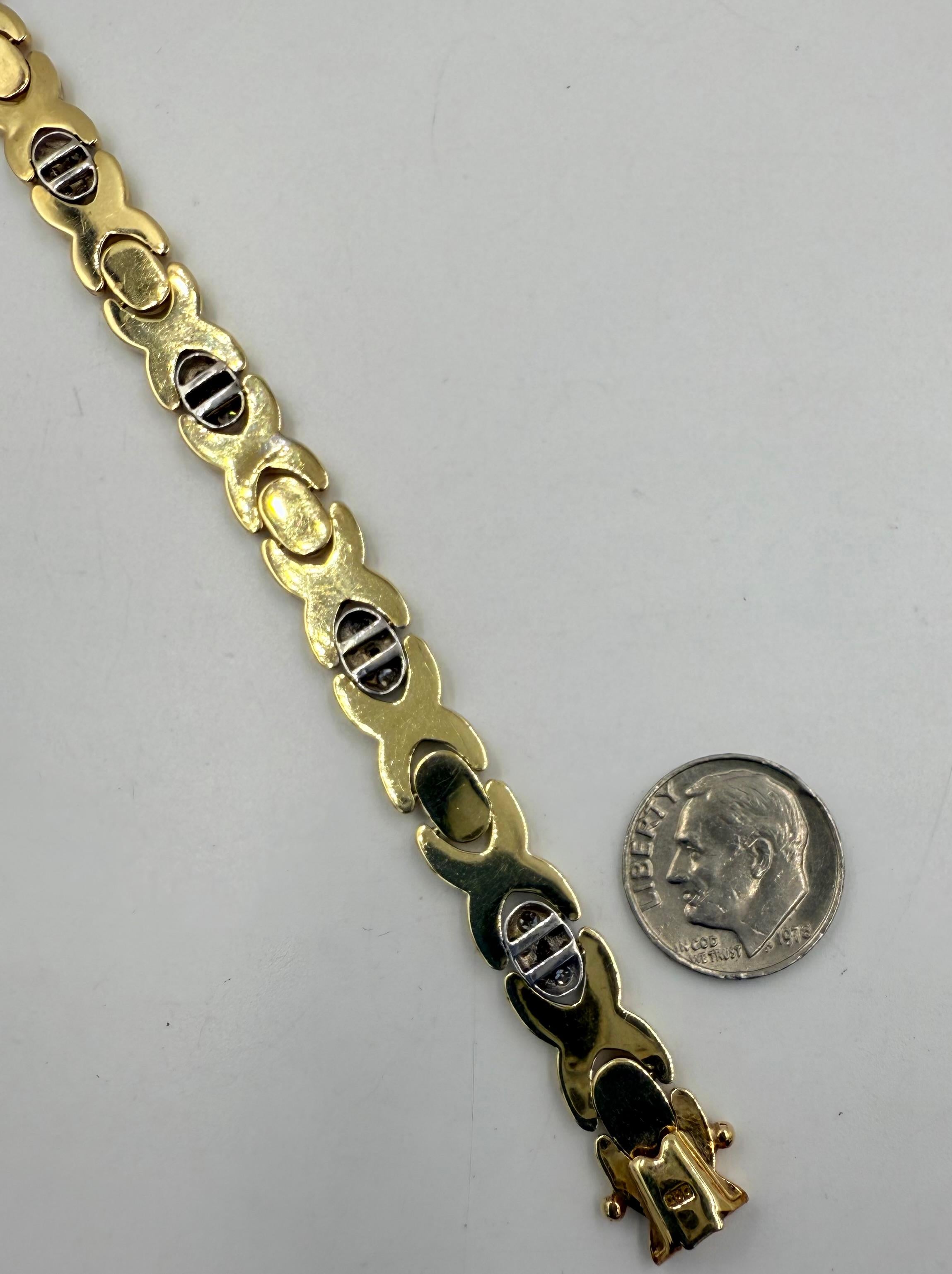 1990 Bracelet en or 14k avec diamants en vente 6