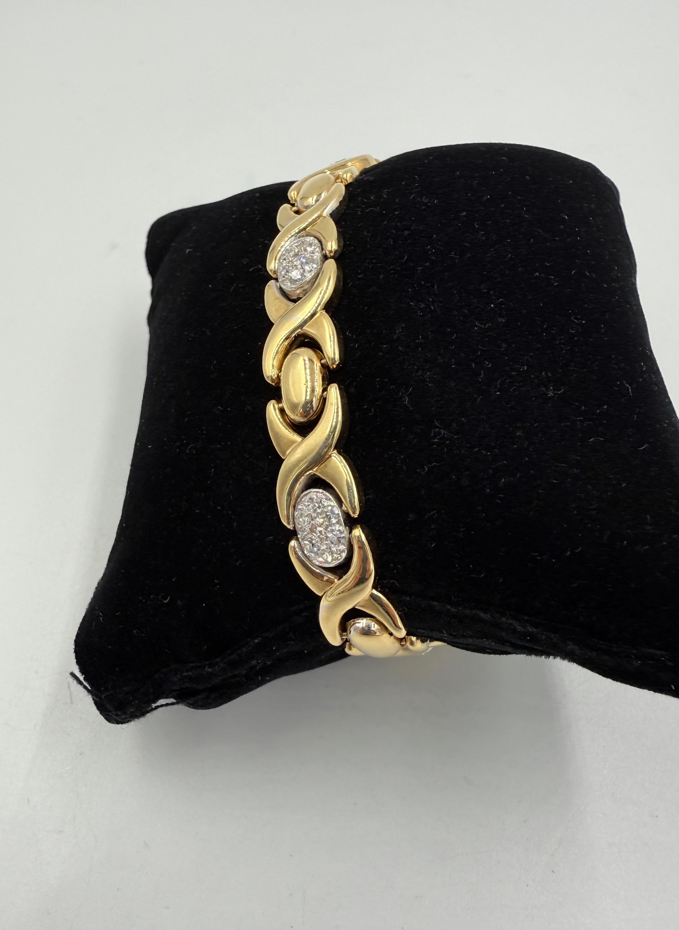1990 Bracelet en or 14k avec diamants Unisexe en vente