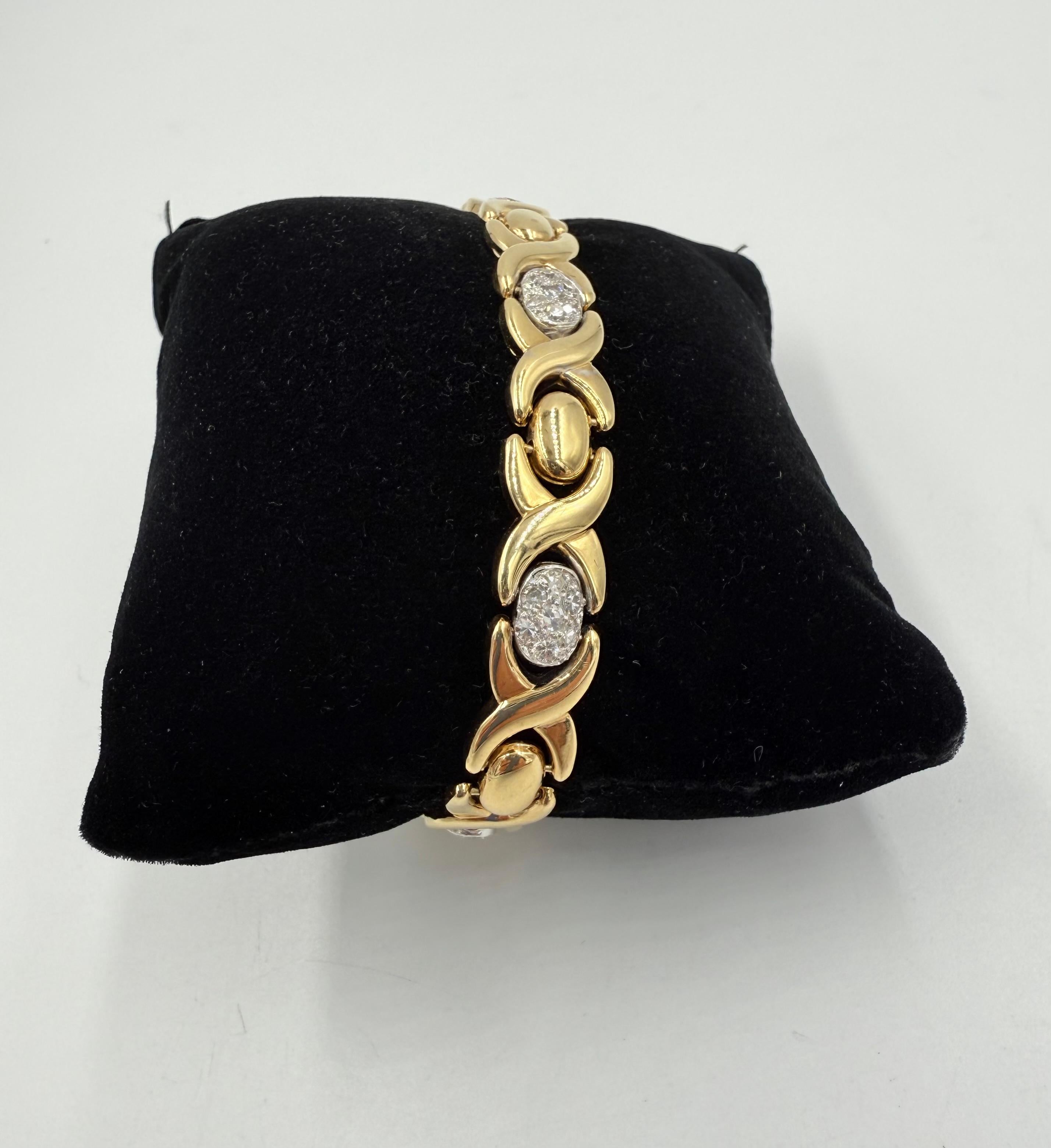 1990 Bracelet en or 14k avec diamants en vente 1
