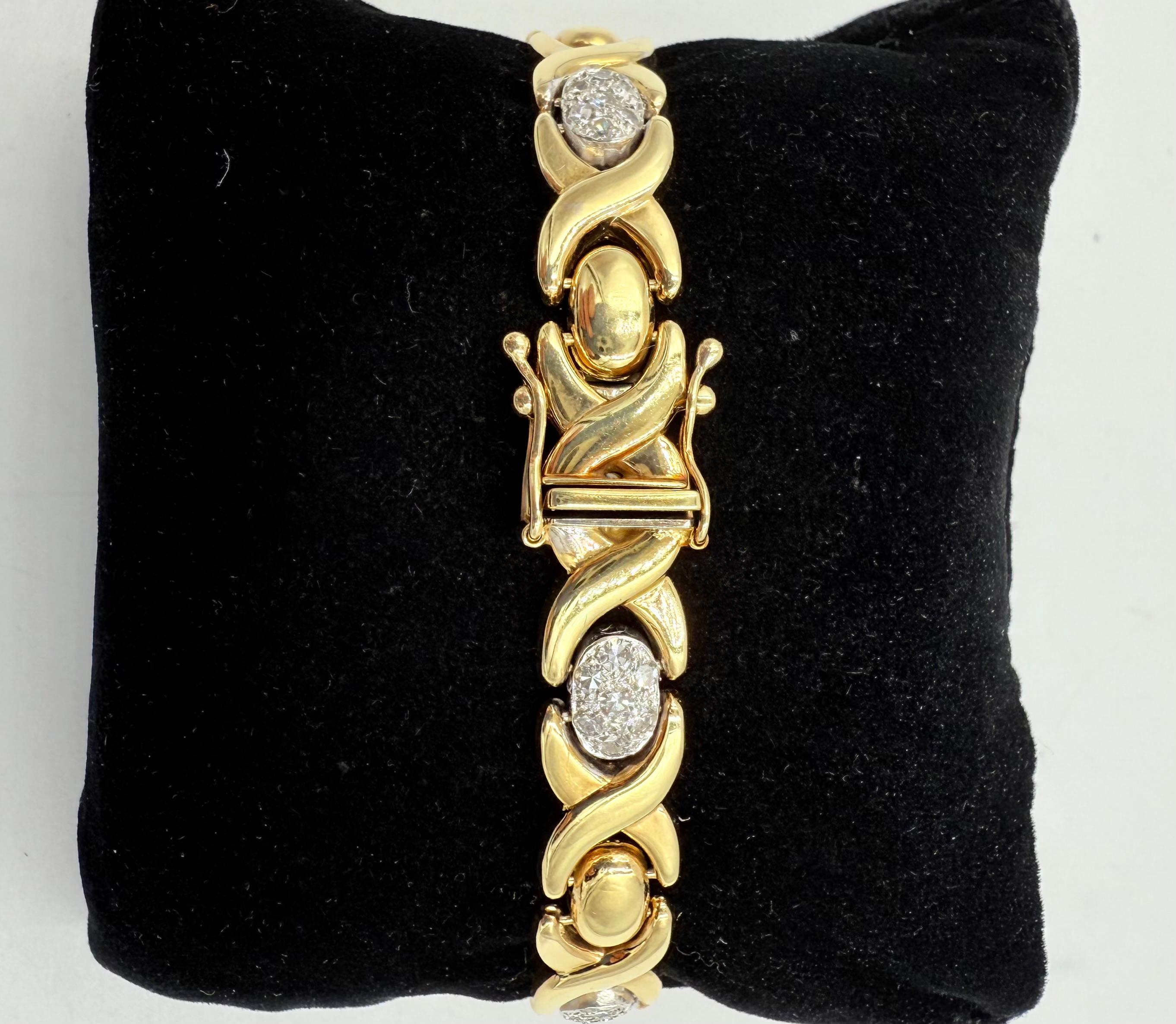 1990 Bracelet en or 14k avec diamants en vente 2