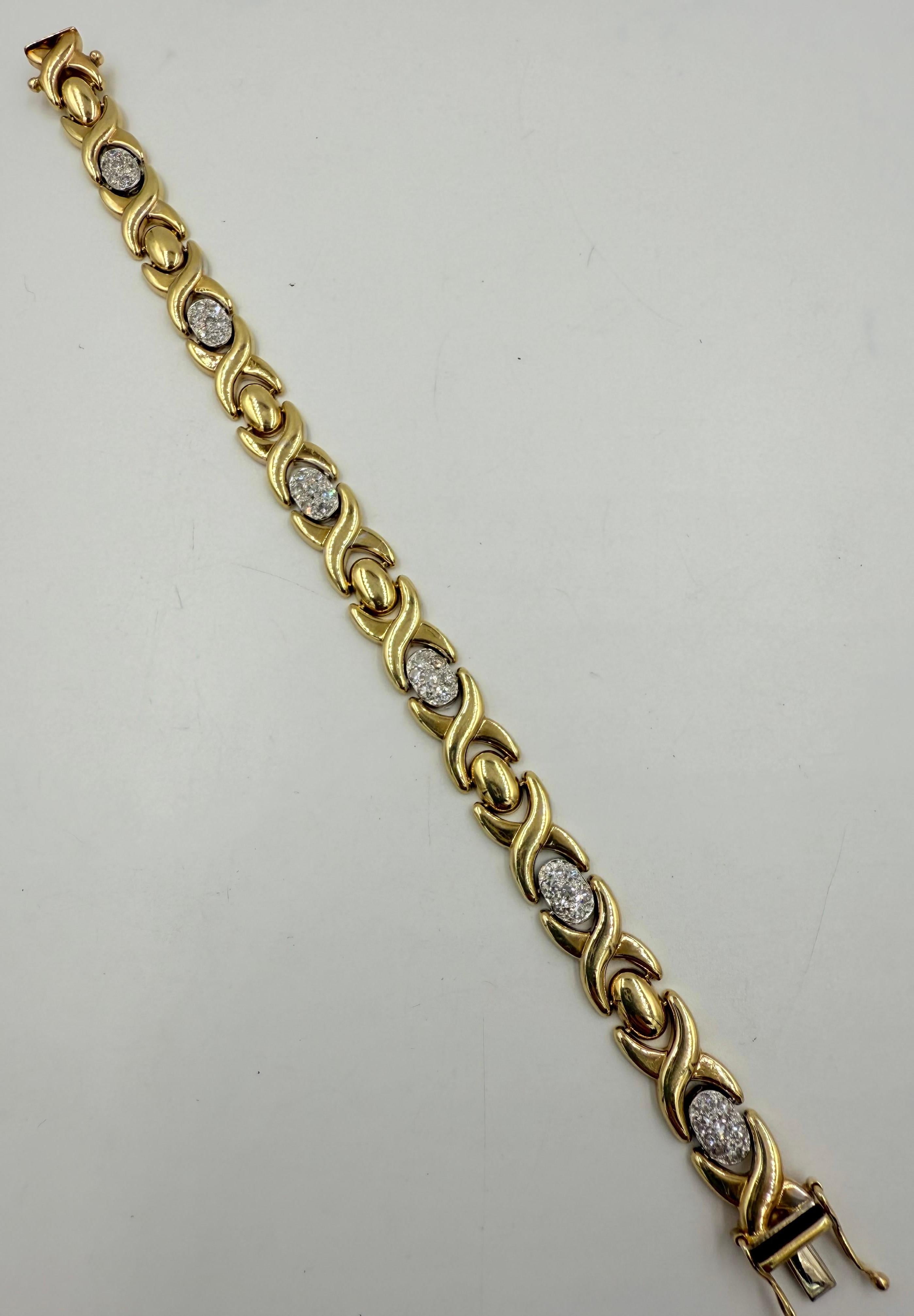 1990 Bracelet en or 14k avec diamants en vente 3