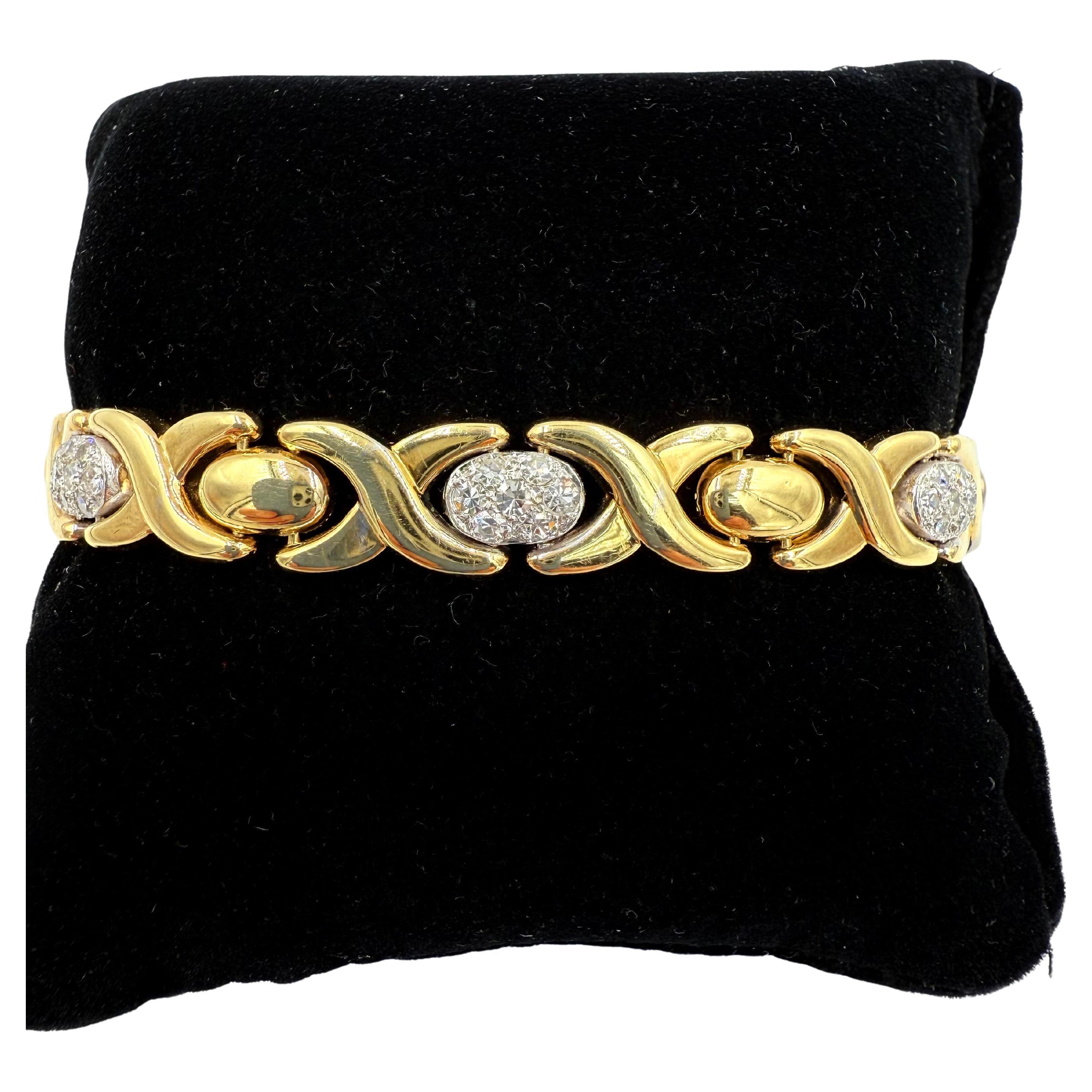 1990 Bracelet en or 14k avec diamants en vente