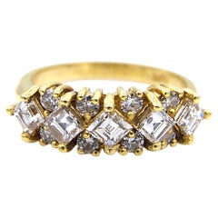 1990er Jahre Diamant 18K Gelbgold Geometrischer Ring