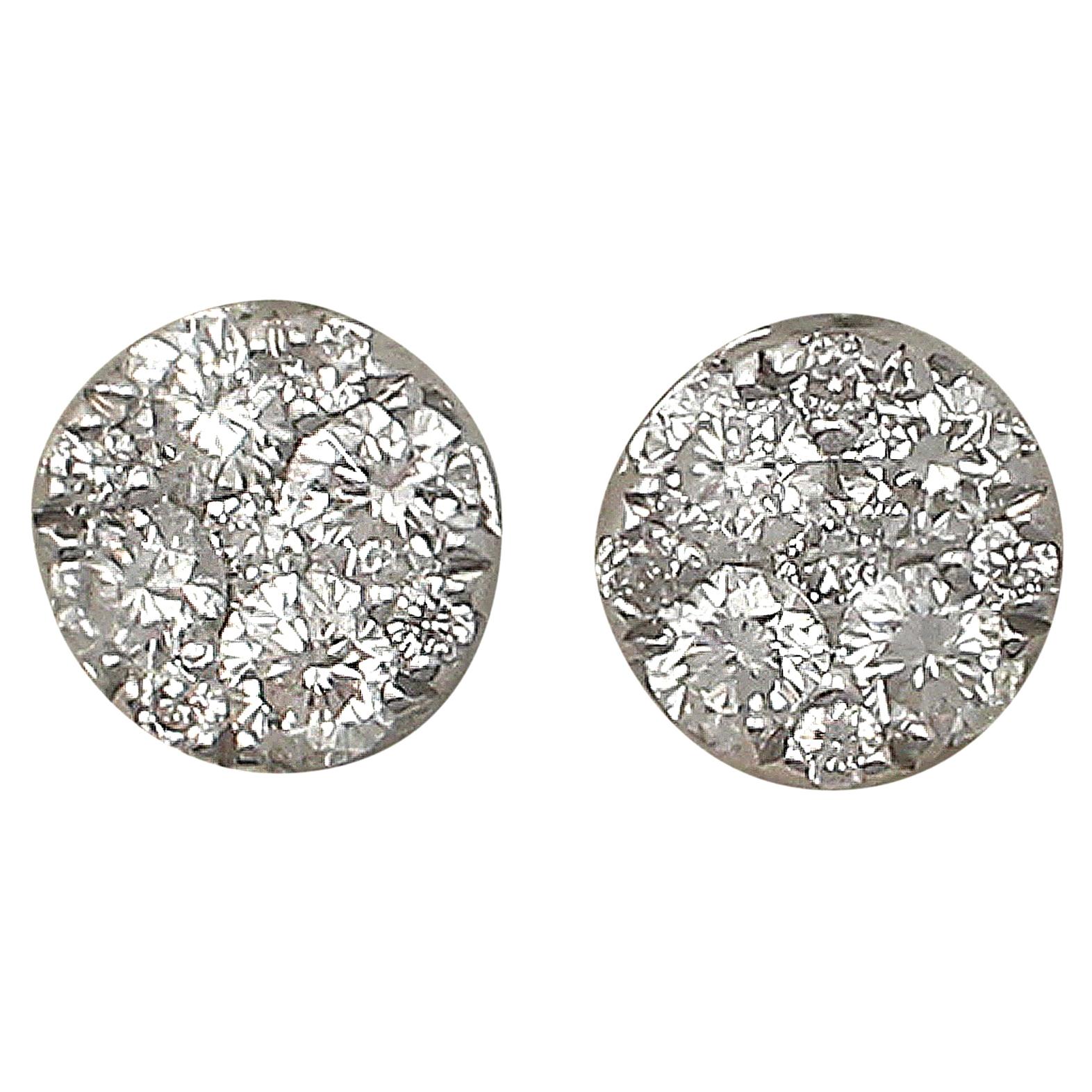1990s Diamond and White Gold Stud Earrings
