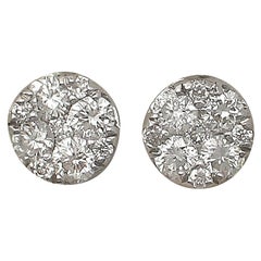 Vintage 1990s Diamond and White Gold Stud Earrings