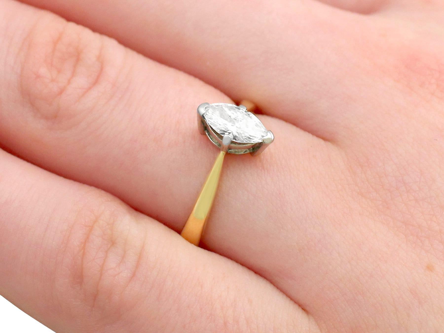 1990s Diamond and Yellow Gold Solitaire Engagement Ring In Excellent Condition For Sale In Jesmond, Newcastle Upon Tyne