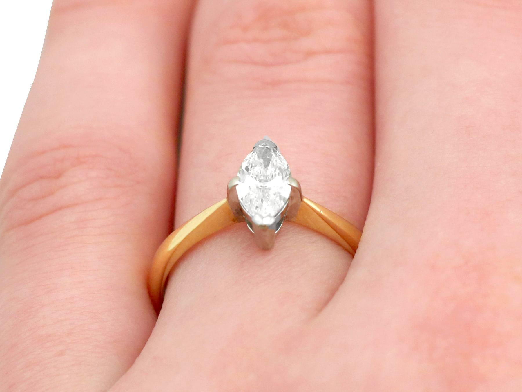 Women's 1990s Diamond and Yellow Gold Solitaire Engagement Ring For Sale