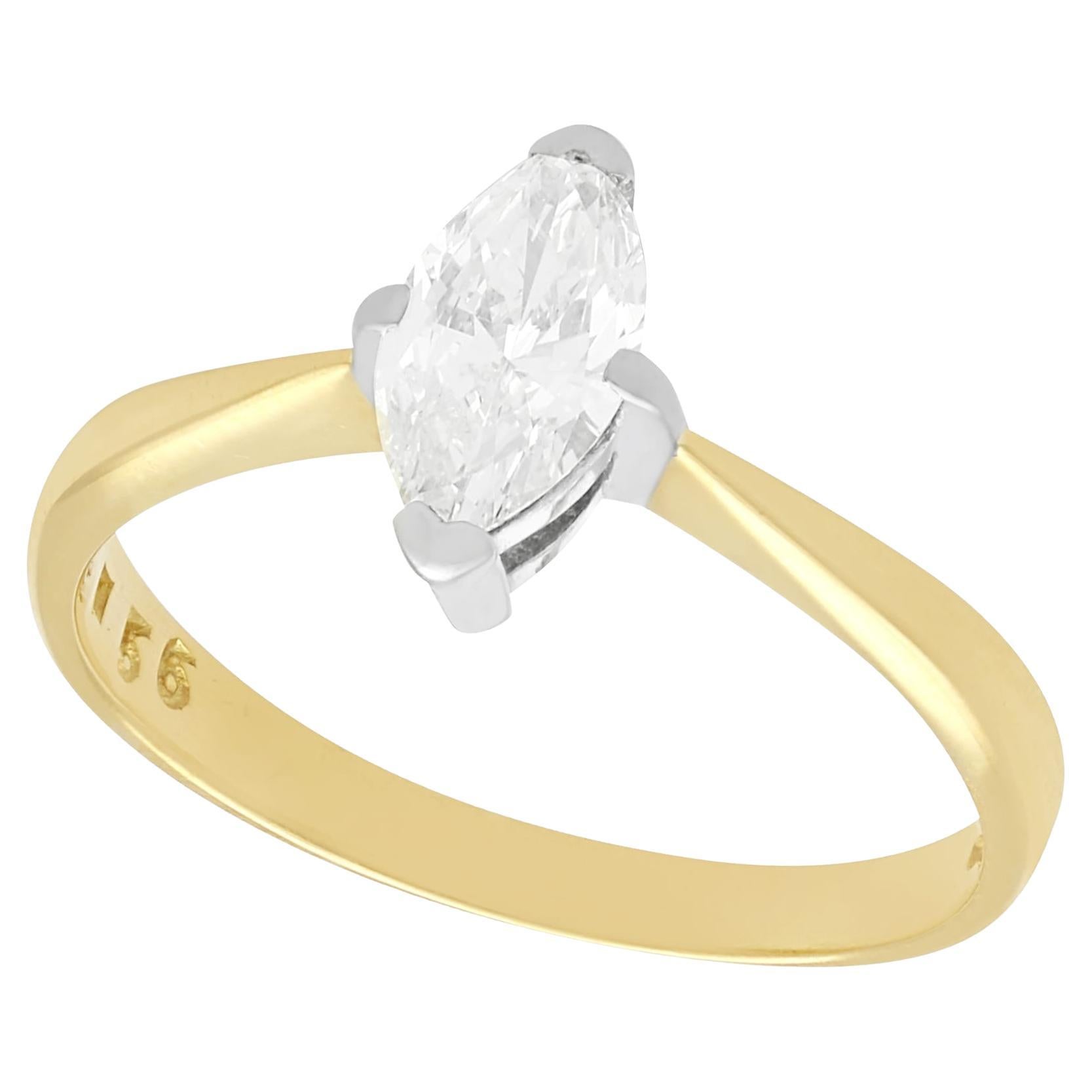 1990s Diamond and Yellow Gold Solitaire Engagement Ring For Sale