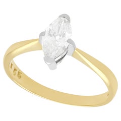 Retro 1990s Diamond and Yellow Gold Solitaire Engagement Ring