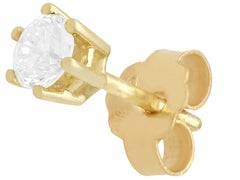 Vintage 0.50ct Diamond and 14k Yellow Gold Stud Earrings, Circa 1990