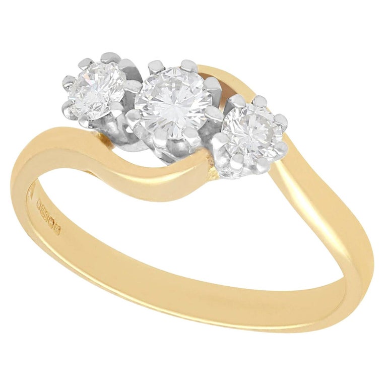 1990s Diamond and Yellow Gold Trilogy Twist Ring For Sale at