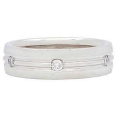 1990's Diamond Platinum Unisex Wide Vintage Wedding Band Ring