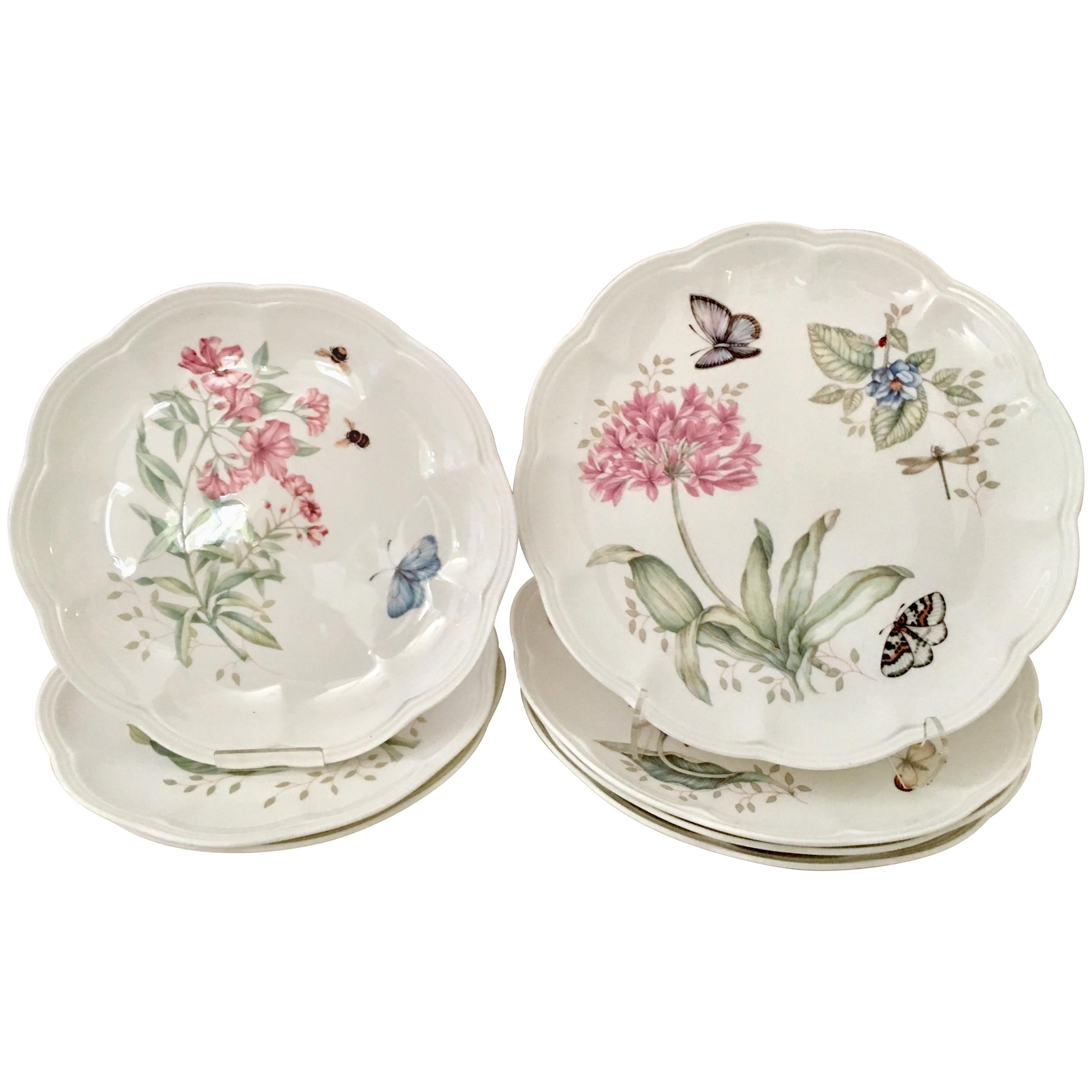 1990s Dinnerware Plates "Butterfly Meadow" Set of Seven by, Lenox For Sale